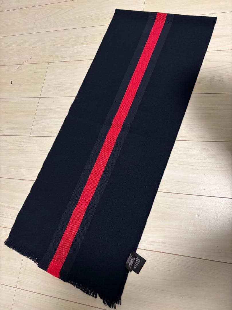 グッチ GUCCI ネイビー レッド ストライプ マフラー