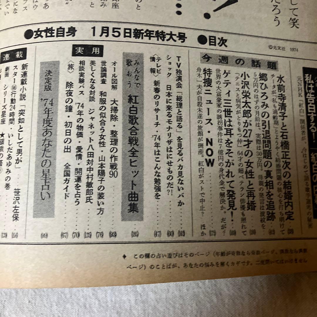 昭和レトロ　女性自身　￼西城秀樹　沢田研二　篠山紀信　水前寺清子　小沢栄太郎