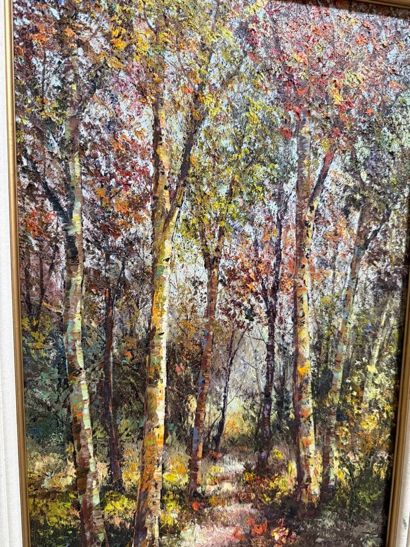 アート　【秋の白樺林】　送料込み0826