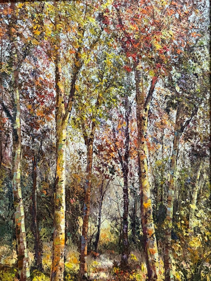 アート　【秋の白樺林】　送料込み0826
