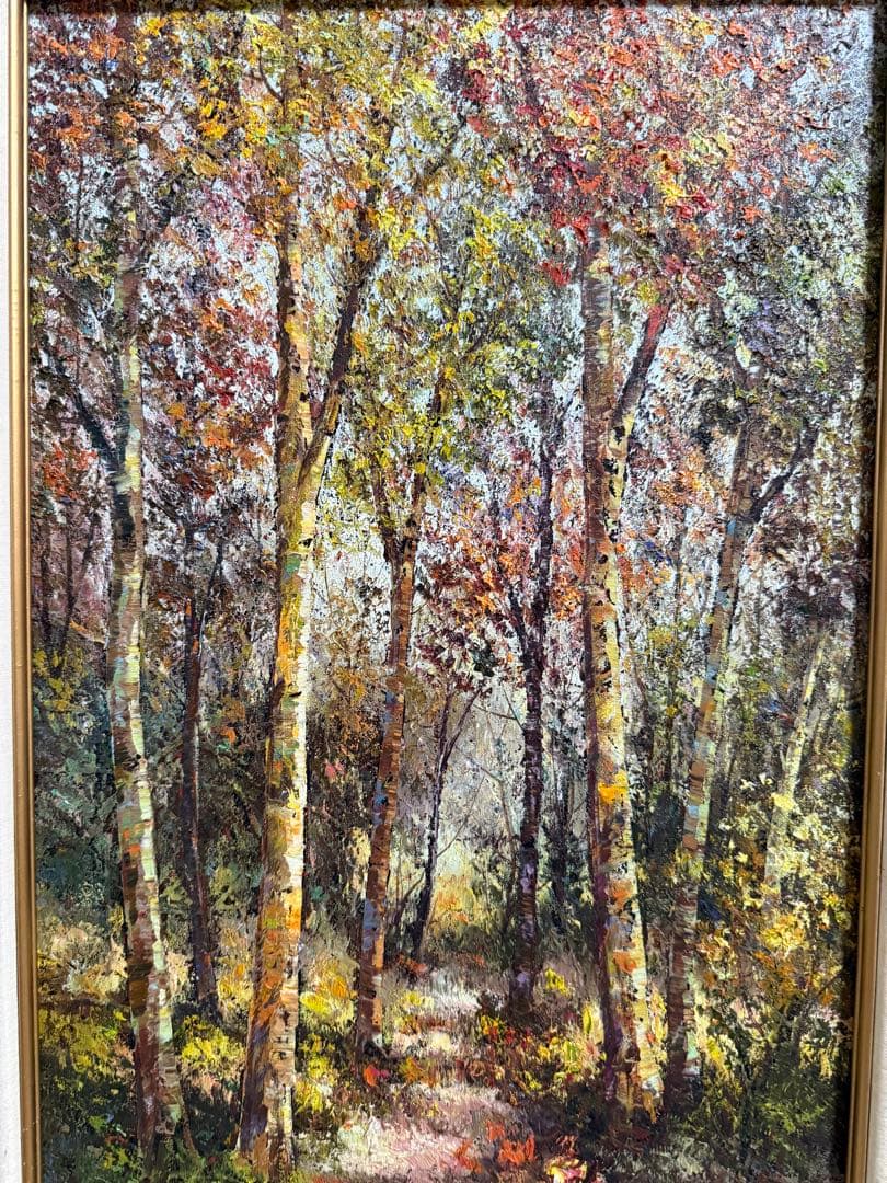 アート　【秋の白樺林】　送料込み0826