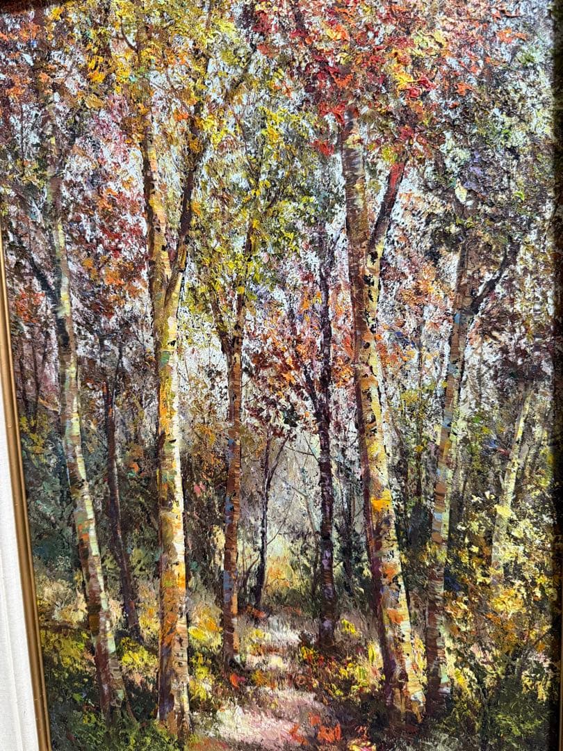 アート　【秋の白樺林】　送料込み0826