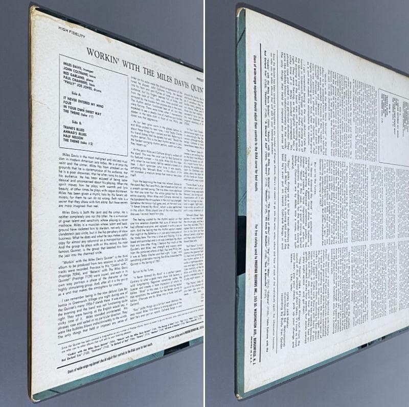 ★超絶レア【USオリジナル／MONO／深溝／NJラベル】 マイルス『ワーキン』