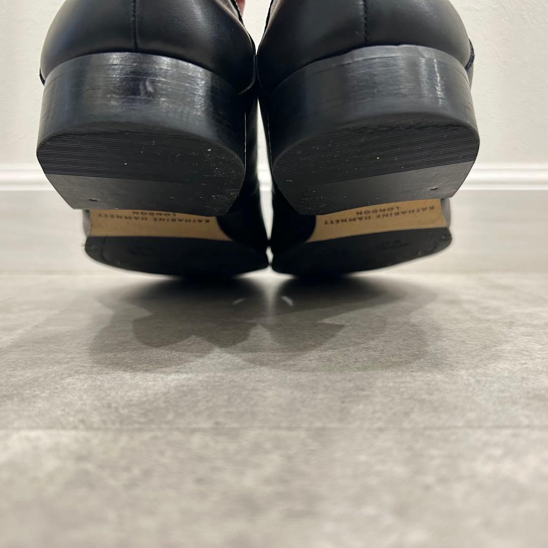 キャサリンハムネット ロンドン 本革 ローファー スリッポン 黒 24.5