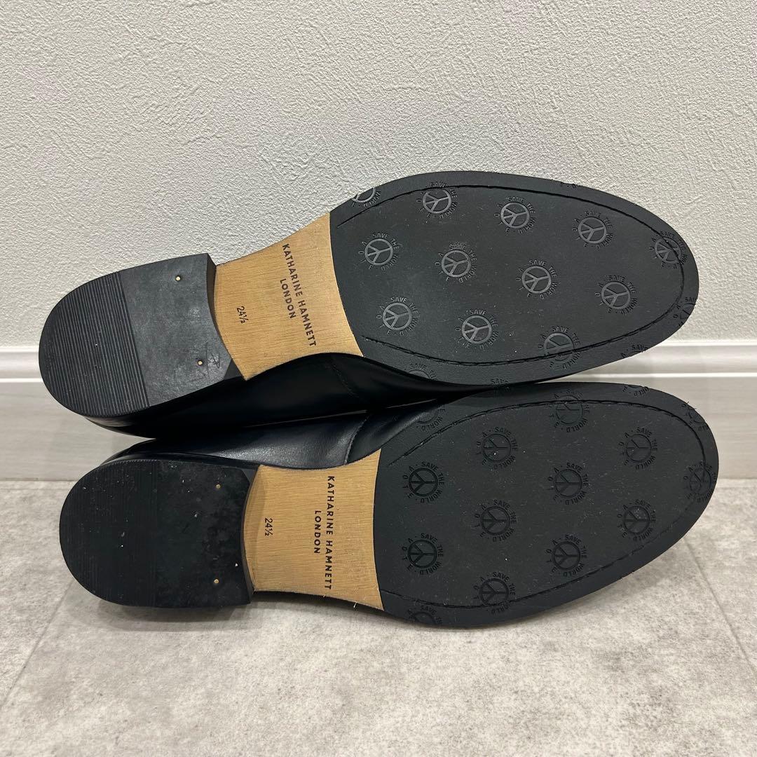 キャサリンハムネット ロンドン 本革 ローファー スリッポン 黒 24.5