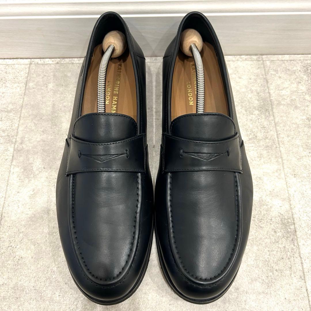 キャサリンハムネット ロンドン 本革 ローファー スリッポン 黒 24.5