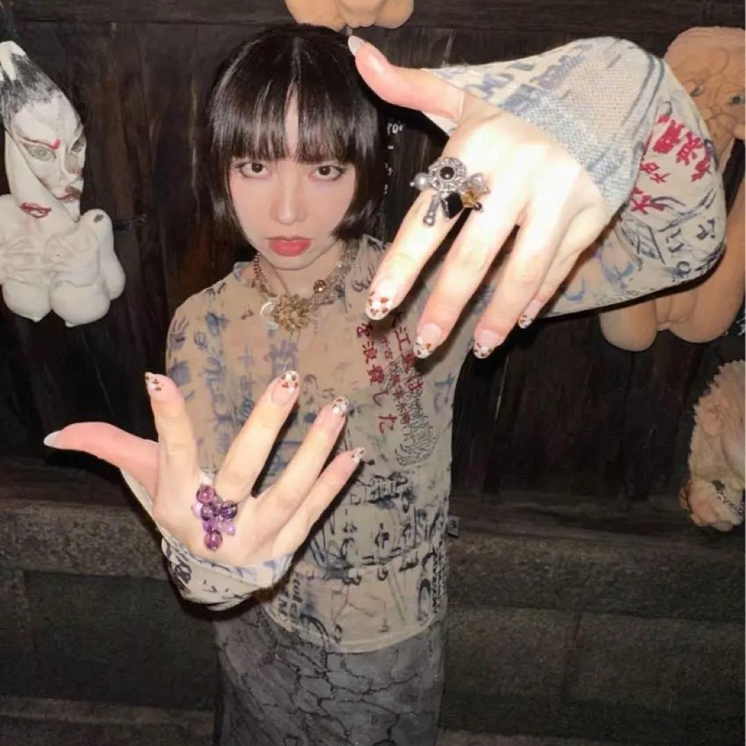 【Y2K】Fuzzykon 25SS NEOアジアンパワーネット セカンドスキン