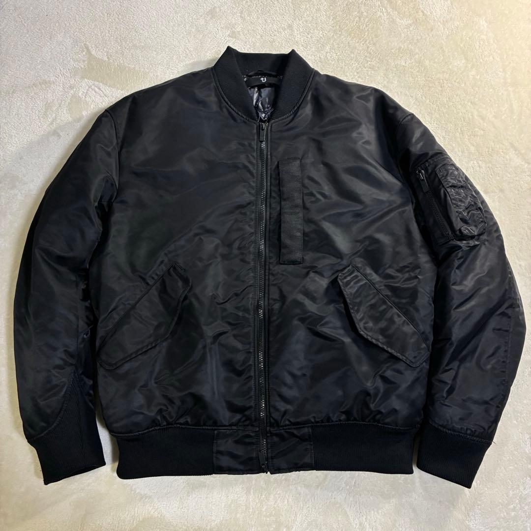 【美品】ユニクロ +J ハイブリッドダウンオーバーサイズMA-1ブルゾン 黒 L