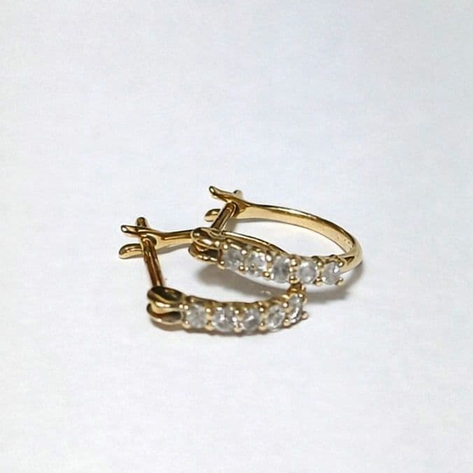 K10YG ダイヤモンドハーフエタニティフープピアス 0.1ct