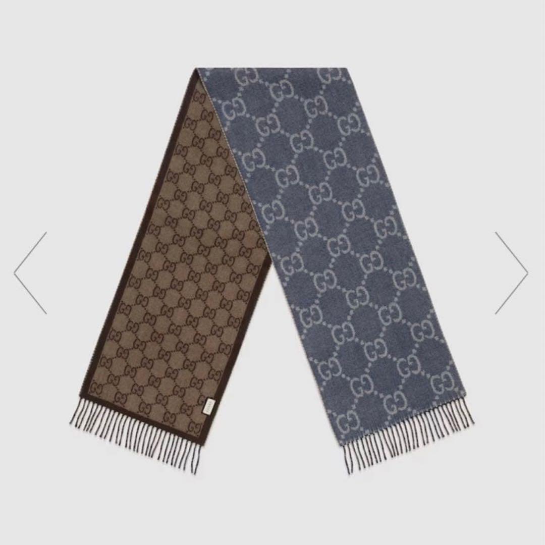 GUCCI タッセル付 GGジャカード ニット スカーフ ユニセックス