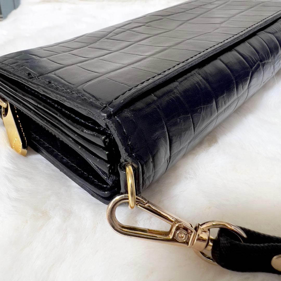 ADMJ ウォレットバッグ 長財布 2way スワロフスキー ビジュー ブラック