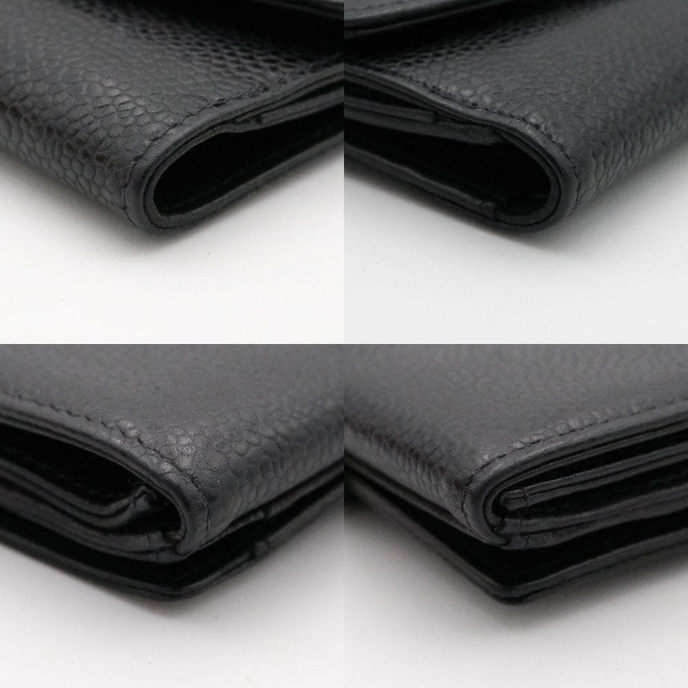 【美品】CHANEL シャネル キャビアスキン Wホック 折り財布 ココマーク