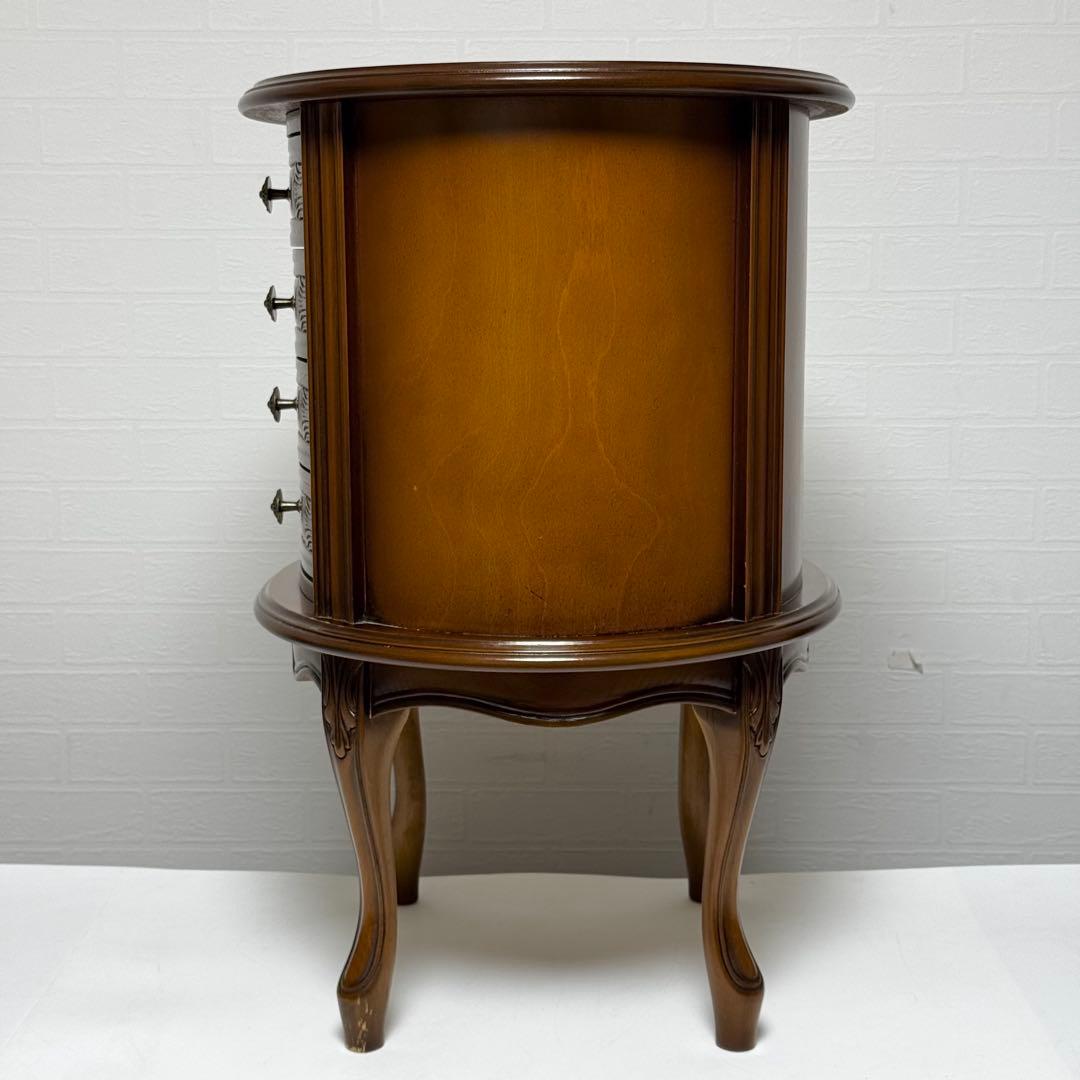 アンティークチェスト 猫脚 4段チェスト 木製 彫刻 ロココ調 サイドチェスト