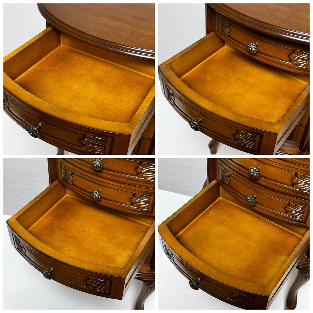 アンティークチェスト 猫脚 4段チェスト 木製 彫刻 ロココ調 サイドチェスト