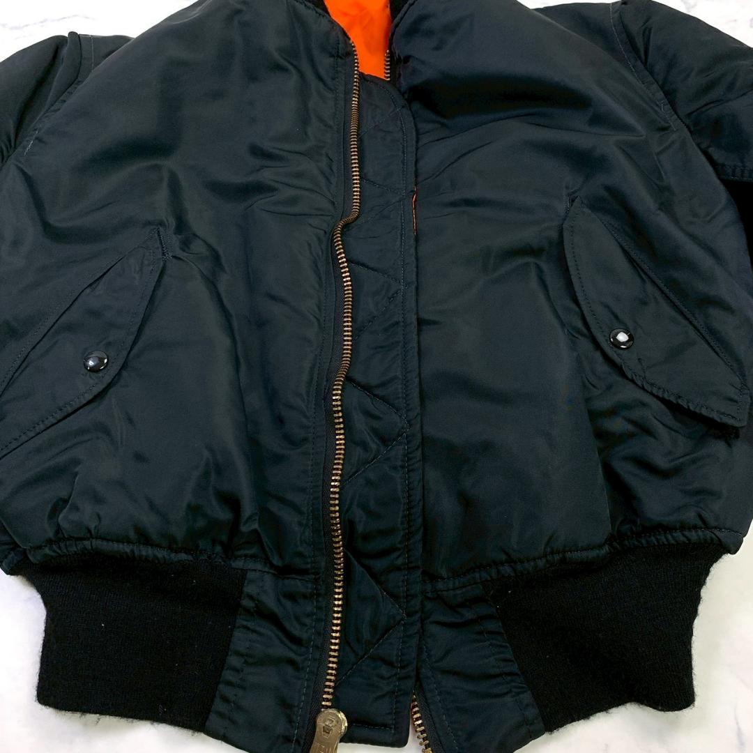 80s USA製 ALPHA MA-1 フライトジャケット 黒 L　D953