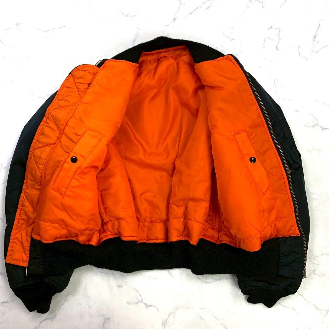 80s USA製 ALPHA MA-1 フライトジャケット 黒 L　D953