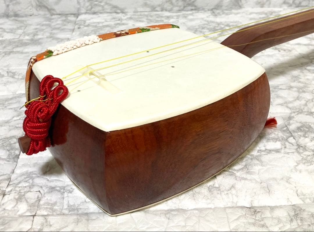 【美品】三味線 中棹 撥 特選白象印 ハードケース付き 音出し確認済