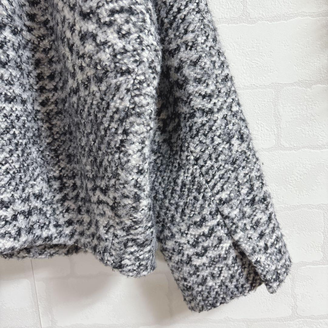 ミラオーウェン ノーカラー コクーン 金ボタン ショートコート ジャケット 上着