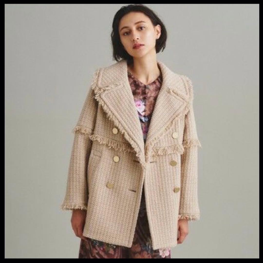 ◆ グレースコンチネンタル　ロービングフリンジコート ベージュ