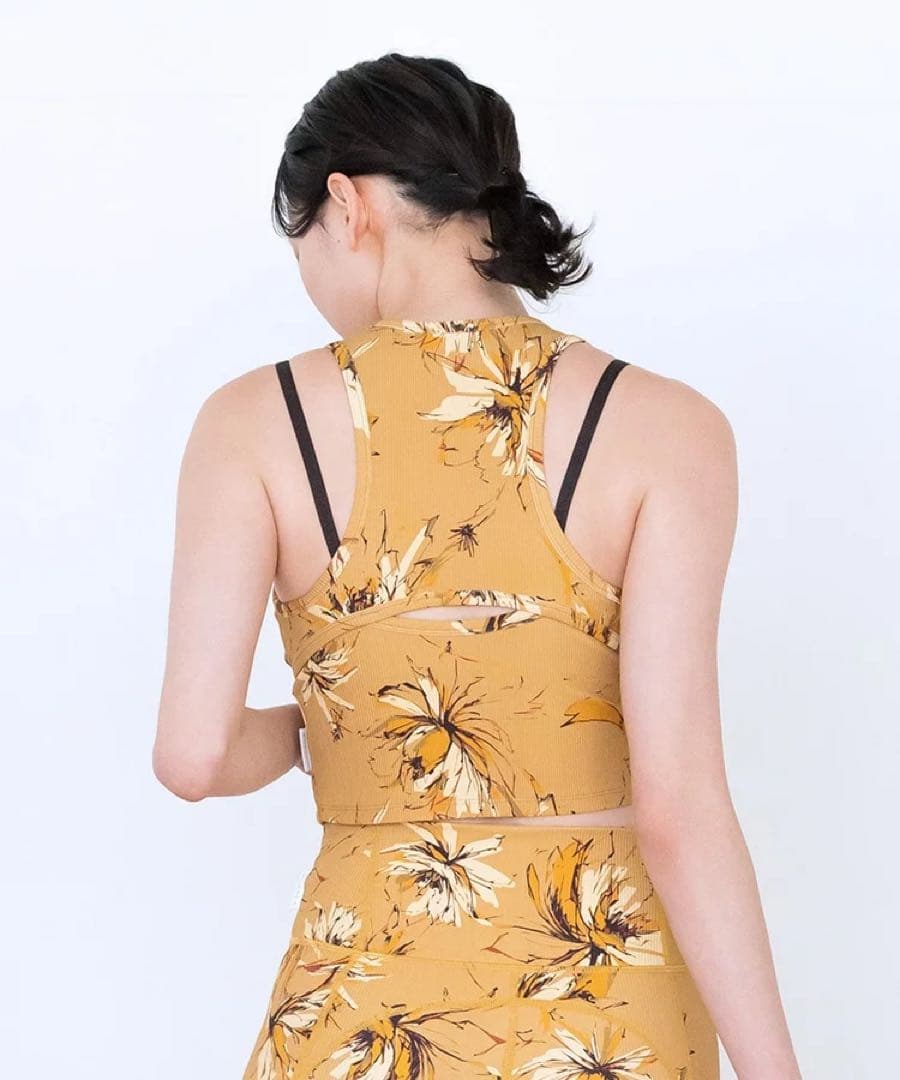 SUKALA リブBigフラワープリントショートタンクトップS