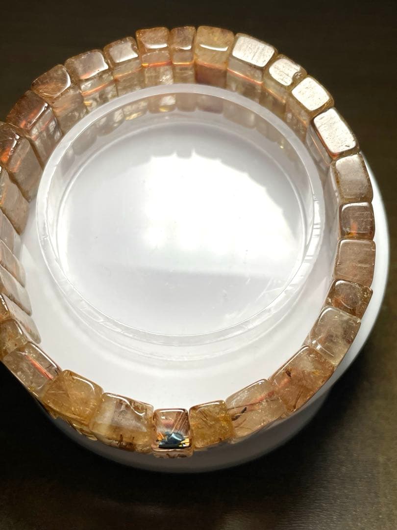 超高品質【新入荷】太陽放射タイチンルチル入バングル　ゴールドオレンジ（新品）