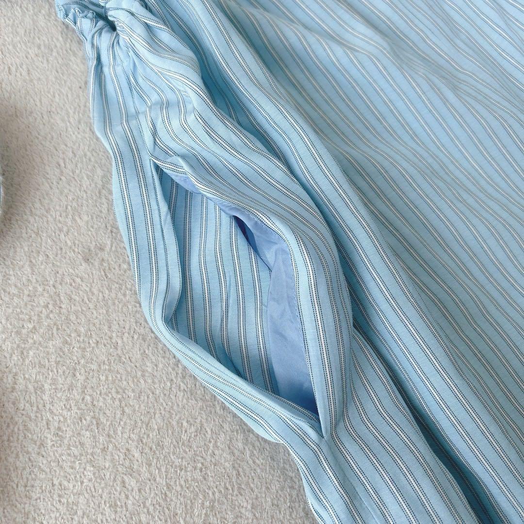 近年モデル✨　ルフィル　オールインワン　ストライプ　ブルー　新垣結衣着用