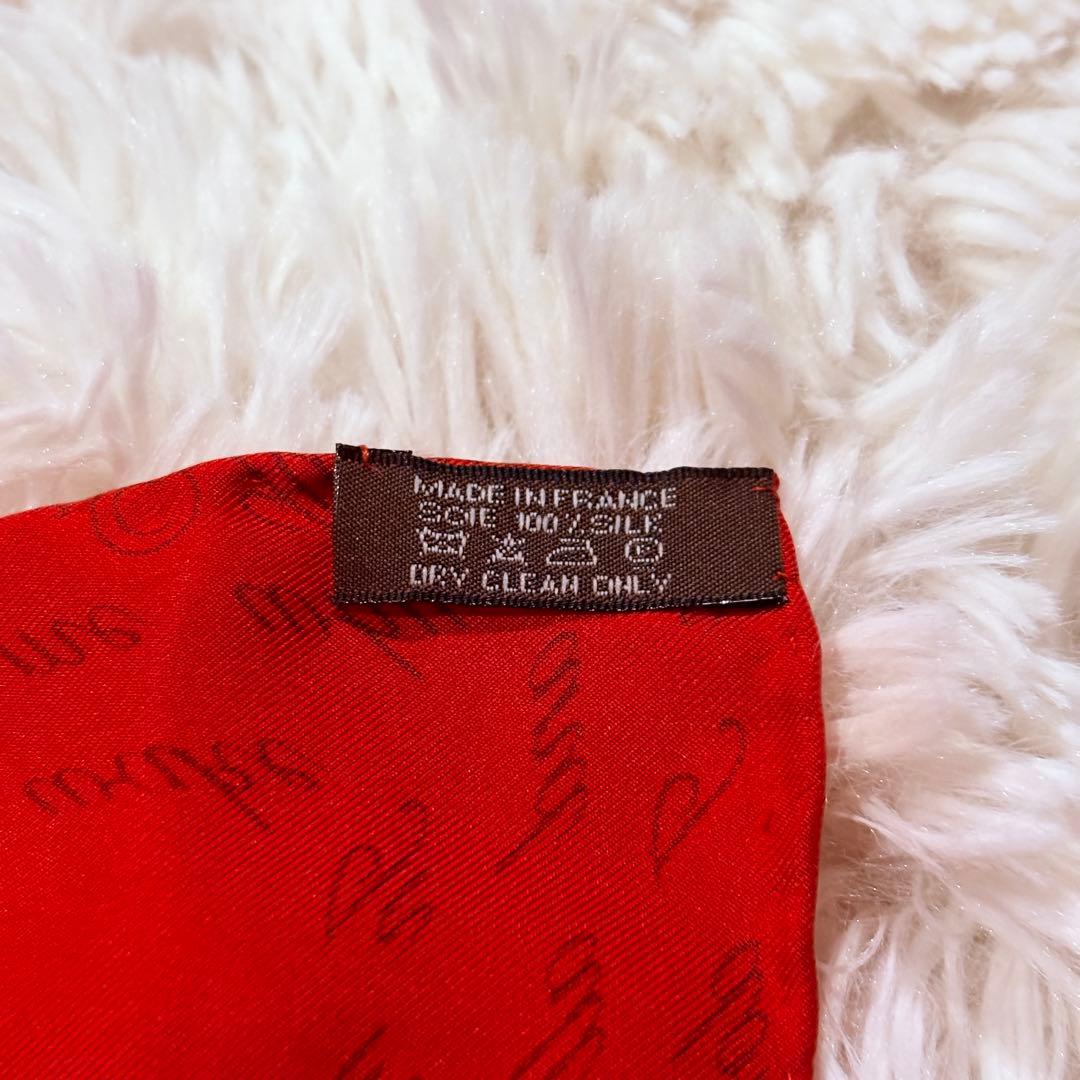 美品★エルメス カレ90 レッド マルチカラー シルク スカーフ ペガサス