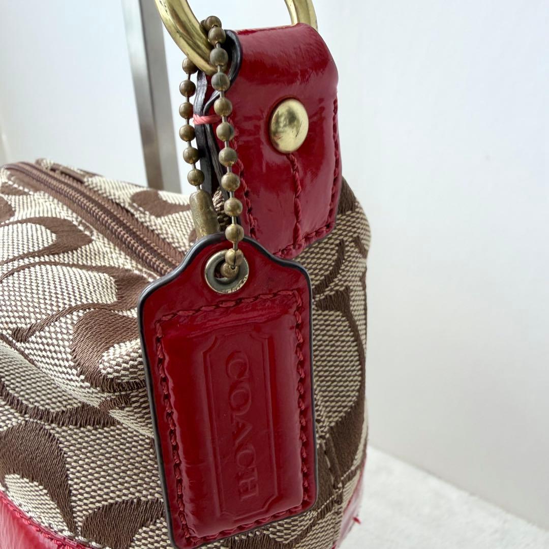 COACH シグネチャー 赤red ワンショルダー アクセサリーポーチ41642