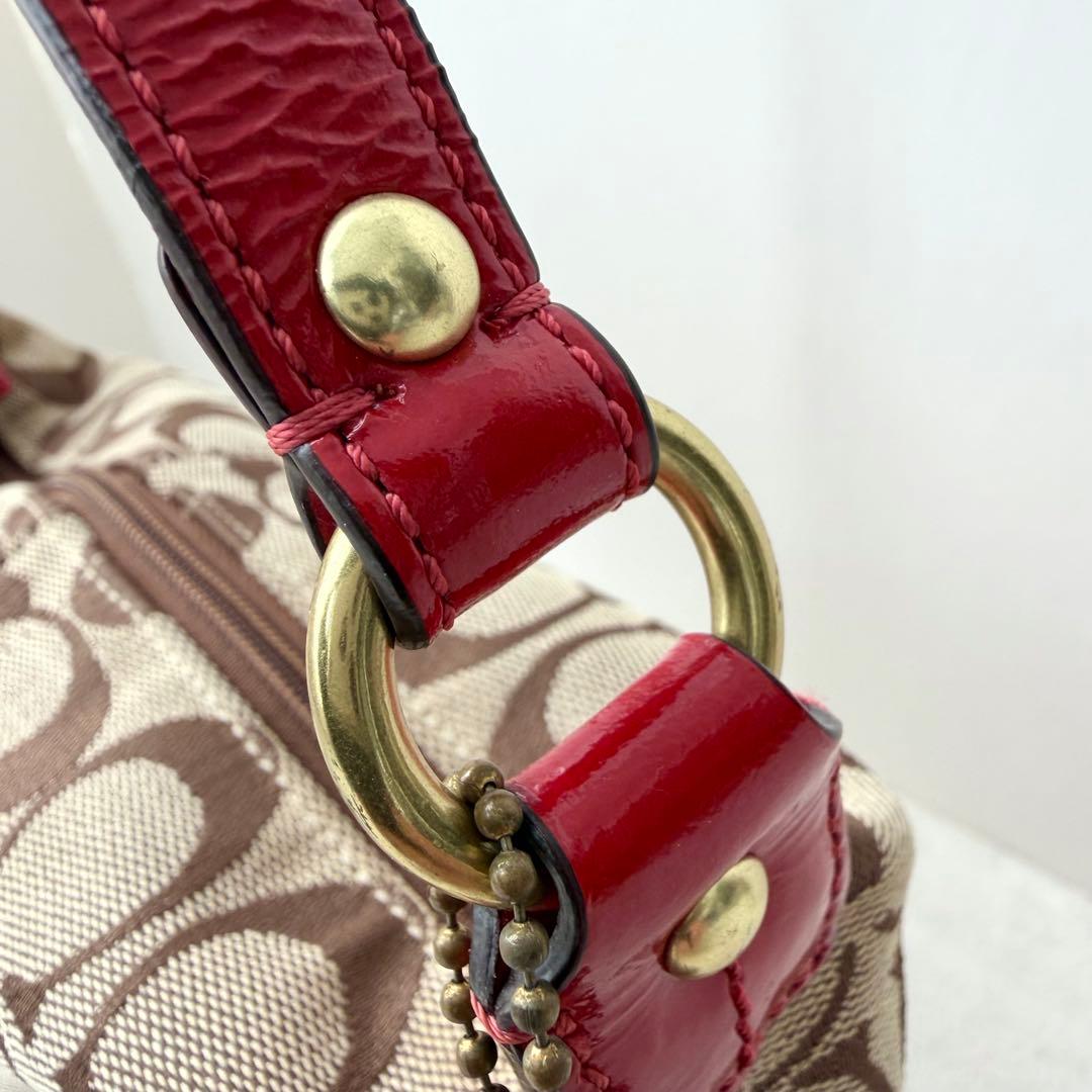 COACH シグネチャー 赤red ワンショルダー アクセサリーポーチ41642