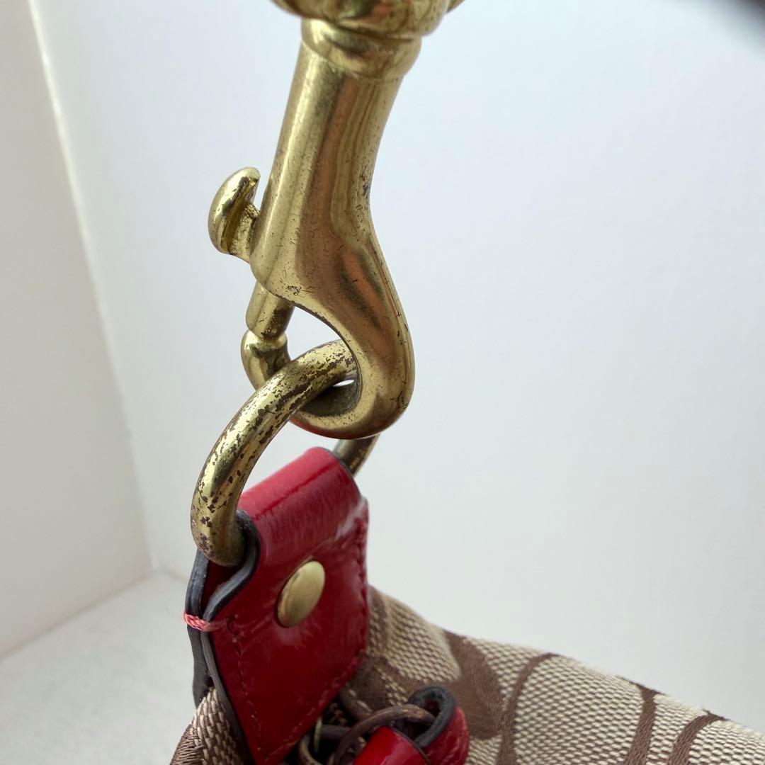 COACH シグネチャー 赤red ワンショルダー アクセサリーポーチ41642