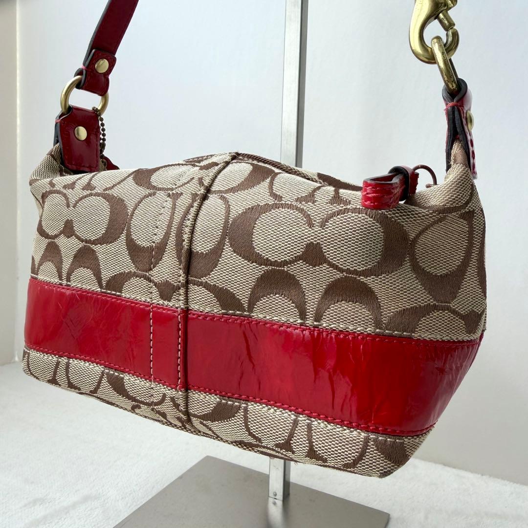 COACH シグネチャー 赤red ワンショルダー アクセサリーポーチ41642