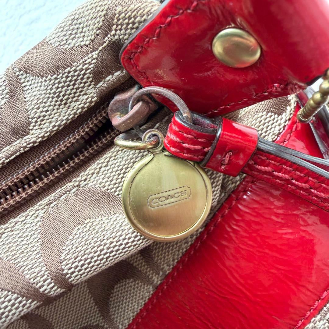 COACH シグネチャー 赤red ワンショルダー アクセサリーポーチ41642