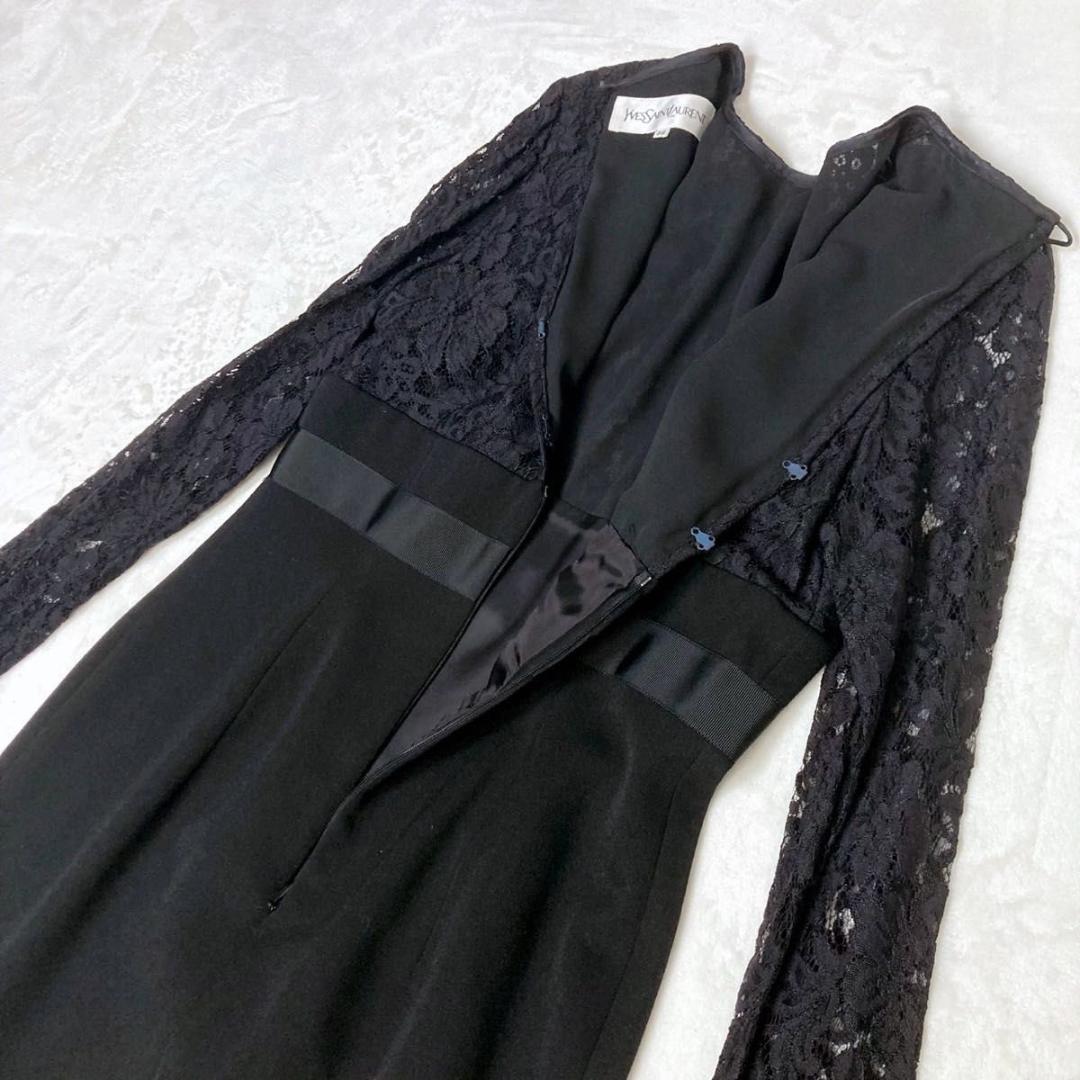 Yves Saint Laurent ワンピース ドレス レース ブラック 黒