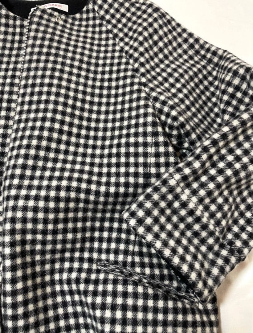 ドレステリアDRESSTERIOR チェックウールノーカラーコート◆ロング丈