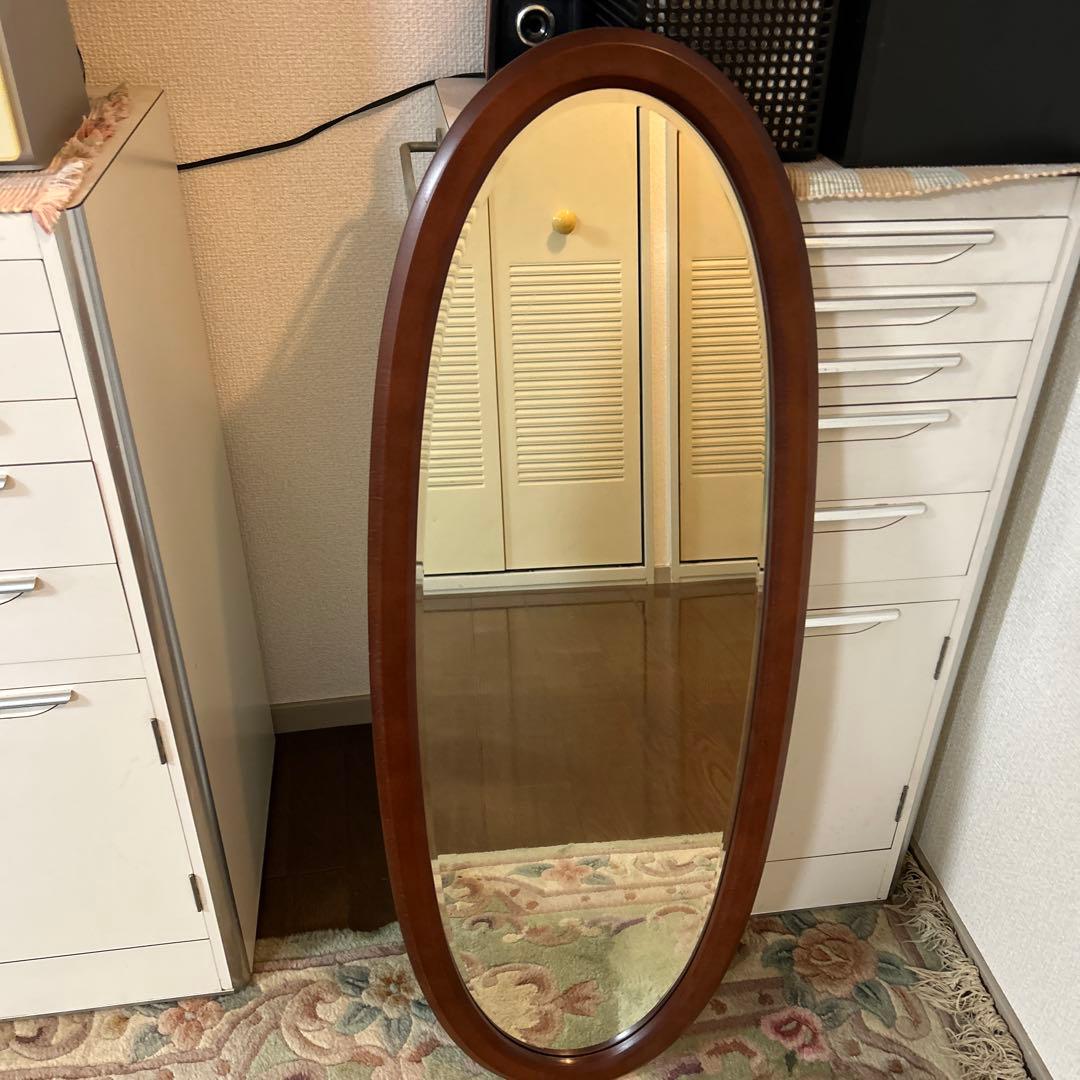 きなこ♪コメントの返信は必ず下さい専用！カリモク家具 姿見ミラー オーバル