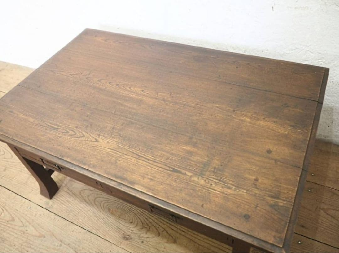 1086 アンティーク　栗の文机　ローテーブル　引き出し　収納　レトロ　大正浪漫