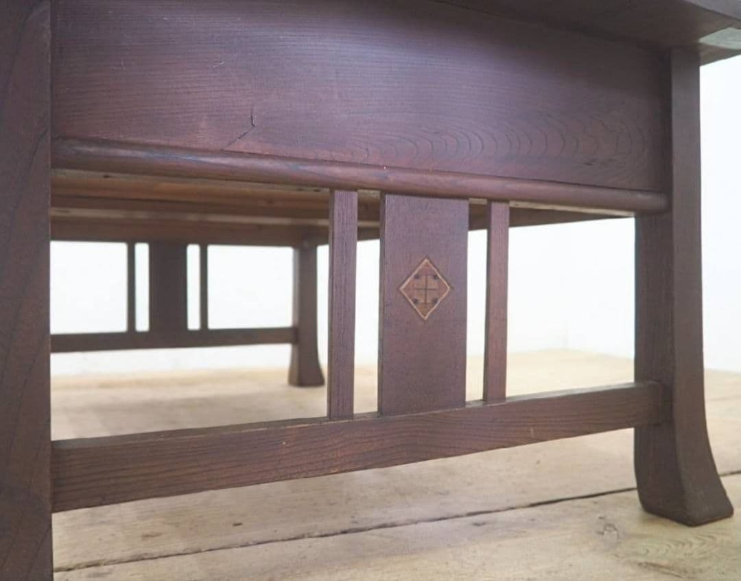 1086 アンティーク　栗の文机　ローテーブル　引き出し　収納　レトロ　大正浪漫