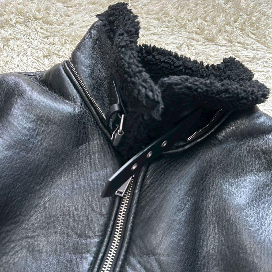 【美品】ザラ　フェイクレザー　ムートン　　裏ボア　ブラック　シングル　XL