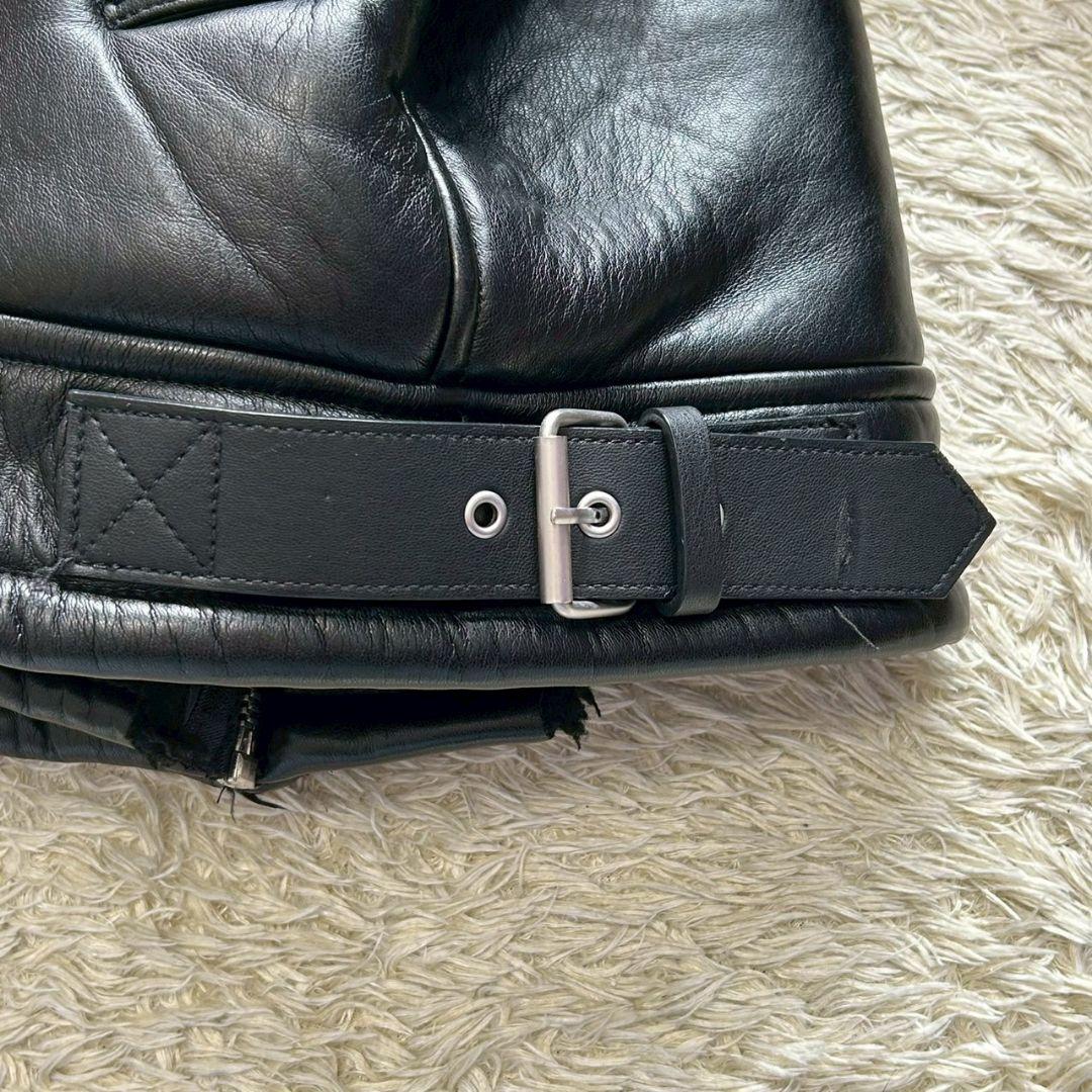 【美品】ザラ　フェイクレザー　ムートン　　裏ボア　ブラック　シングル　XL