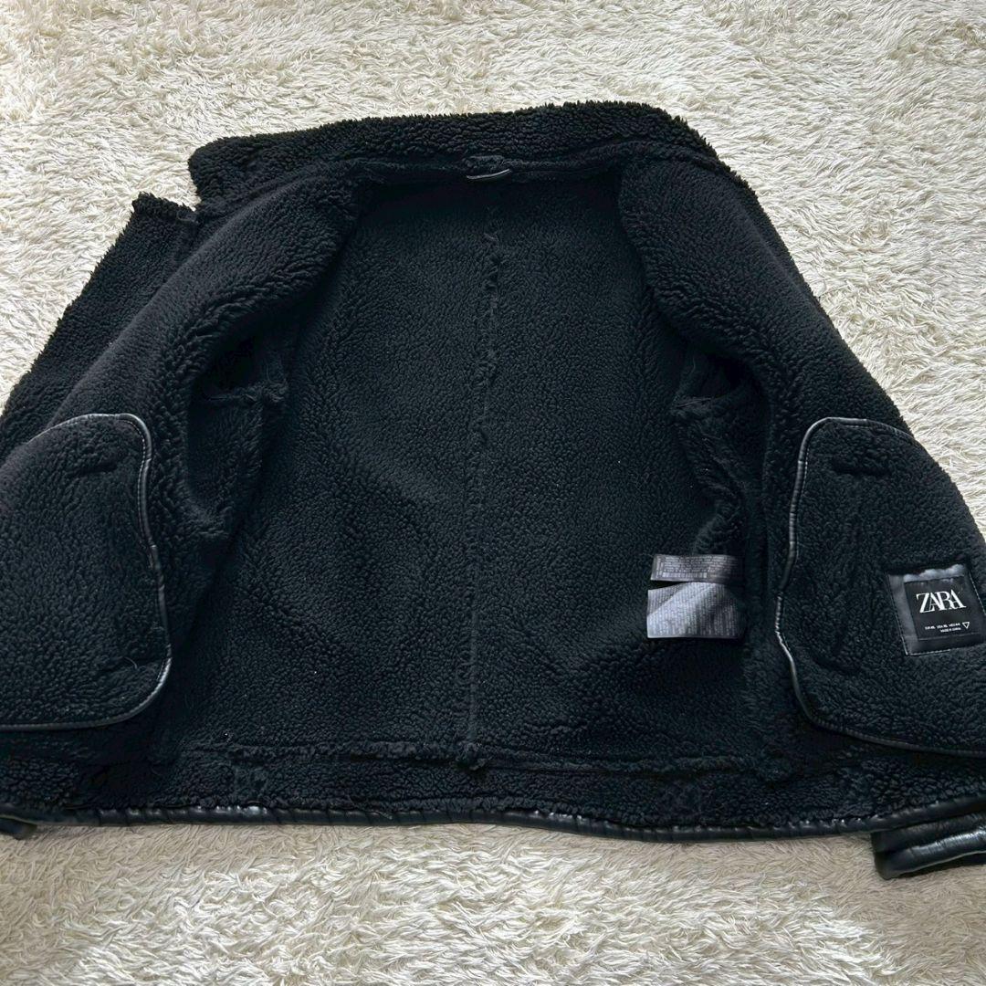 【美品】ザラ　フェイクレザー　ムートン　　裏ボア　ブラック　シングル　XL