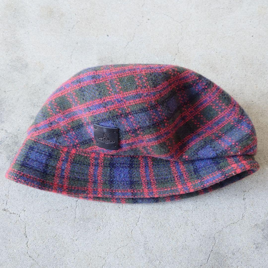 Vivienne Westwood ヴィヴィアン チェック柄クロッシェキャップ