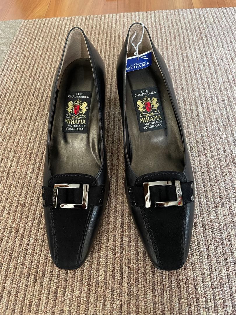 MIHAMA 黒 レザー バックル付き靴 22.5cm