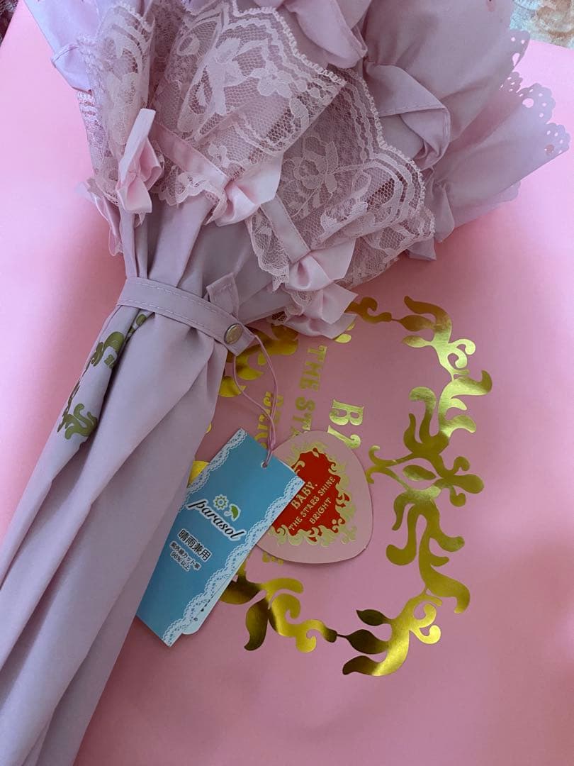 ♬.*゜新品BABY THESTARSフリフリ❤️ピンク 日傘 レース付き