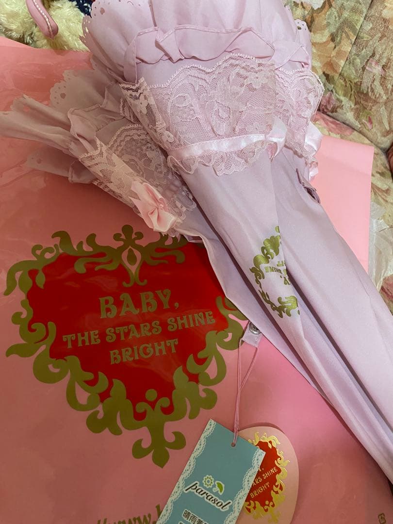 ♬.*゜新品BABY THESTARSフリフリ❤️ピンク 日傘 レース付き