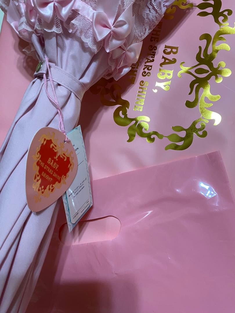 ♬.*゜新品BABY THESTARSフリフリ❤️ピンク 日傘 レース付き