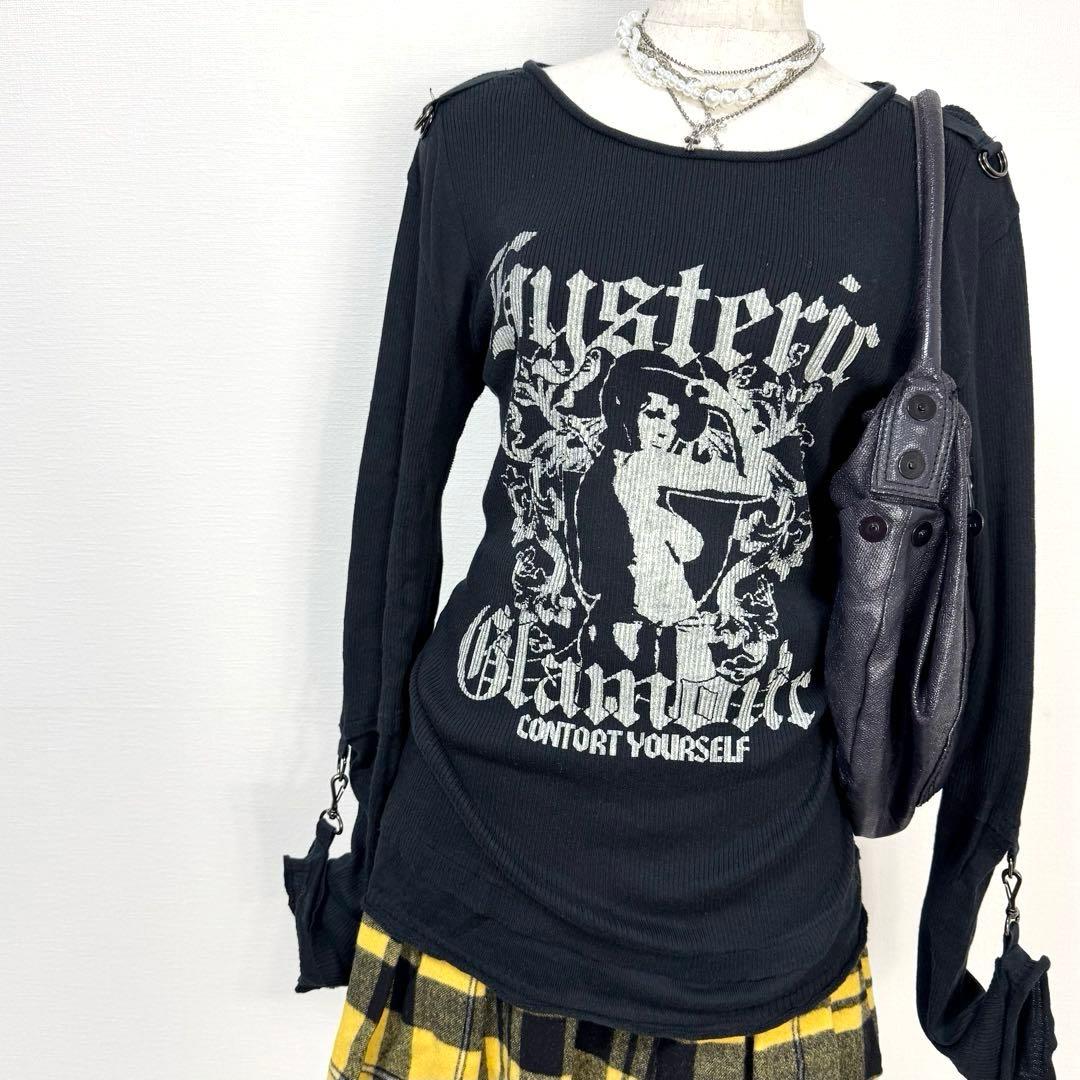 y2k❤️00s HYSTERIC GLAMOUR ヒスガール 袖ギミック ロンT