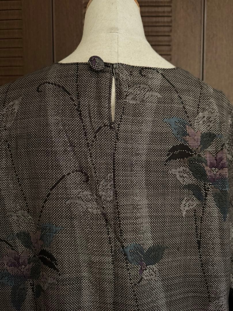 本場大島紬 泥染め ロングワンピース 証紙