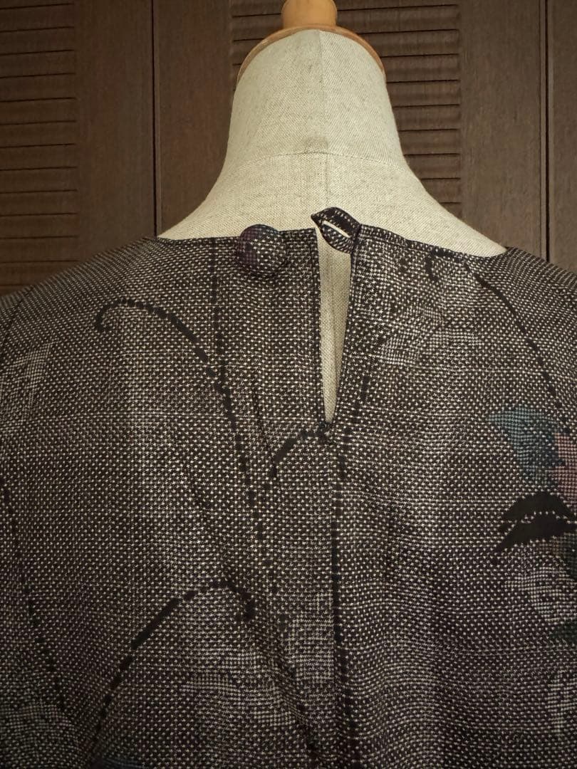 本場大島紬 泥染め ロングワンピース 証紙