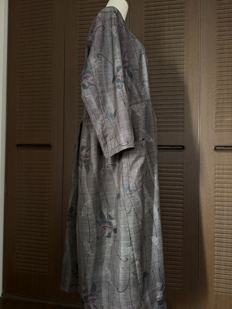 本場大島紬 泥染め ロングワンピース 証紙