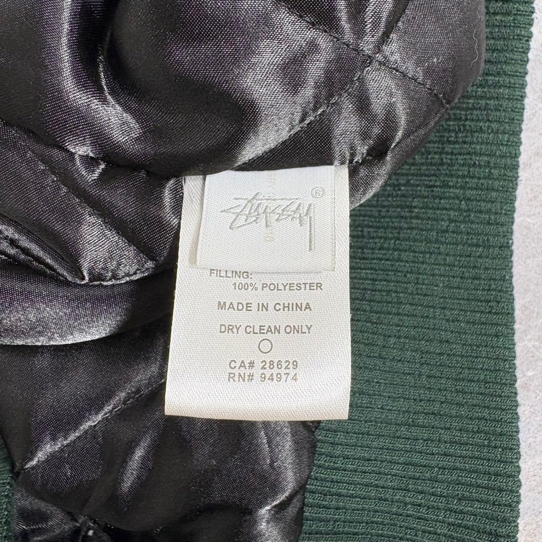 STUSSY スタジャン スタジアムジャンパー ウール グリーン M 刺繍ロゴ